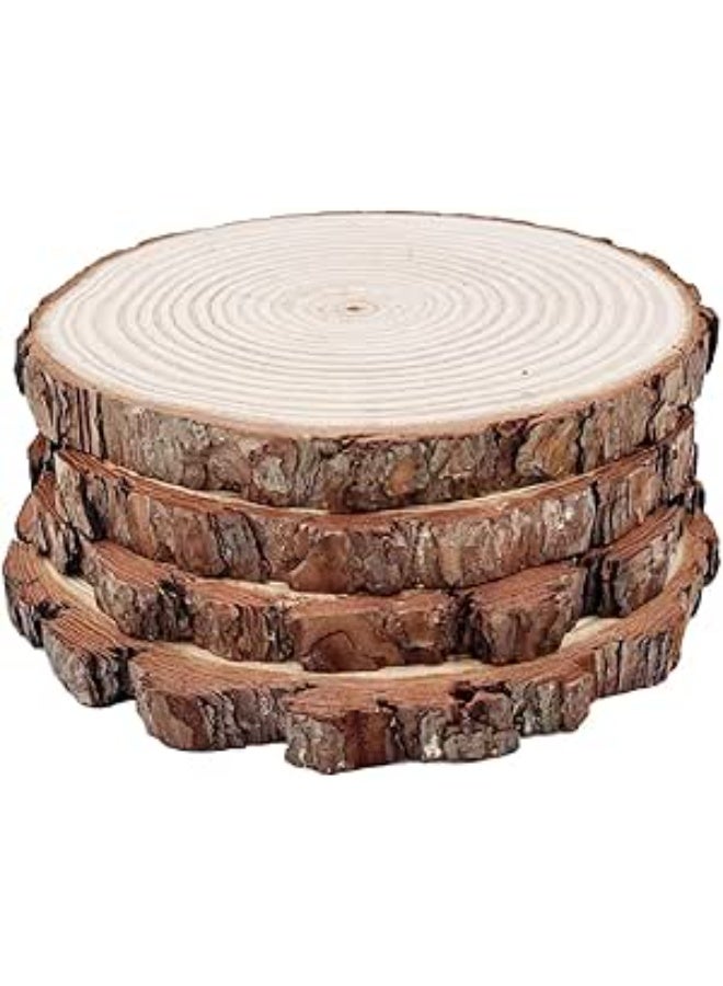A coaster made of four round pieces of natural wood (also known as wood slices), offering a rustic and attractive decorative look. - Image 4